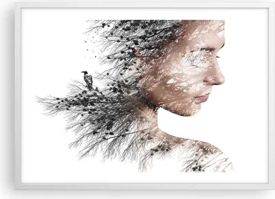 Produktbild von Gerahmtes Poster - Weißer Rahmen - Frau doppelt Belichtung - 70x50 cm - Wand Bild - Wanddeko - Wandbilder - Kunstposter - Wandposter - Bilderrahmen - Bilder - Kunstdruck - Wandbild - P2WAA70x50-4338