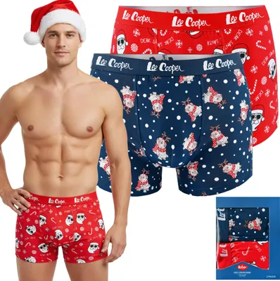 Obrázek produktu pro Lee Cooper Pánské vánoční boxerky 2 kusy – vtipné prádlo jako dárek k Vánocům a Mikuláši