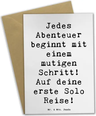 Produktbild von Mr. & Mrs. Panda babykarte Spruch Alleine Reisen Unternehmen - Weiß - Geschenk, osterkarten, Trost, Grußkarte, Welt erkunden, dankeskarten, weihnachtskarten, Vertrauem