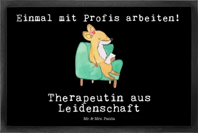 Produktbild von Mr. & Mrs. Panda fußmatte Therapeutin Leidenschaft 50 x 75 cm - Schwarz - Geschenk, Schmutzmatte, Schmutzfangmatte, Fußabtreter, Bodenvorleger, Fußabstreifer