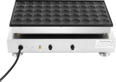 Produktbild von Poffertjes-Maker - Mini-Pfannkuchen Maschine - 50-Loch Platte - Lebensmittelechter Edelstahl - Antihaftbeschichtung - Temperatur- & Zeitsteuerung - Schwarz