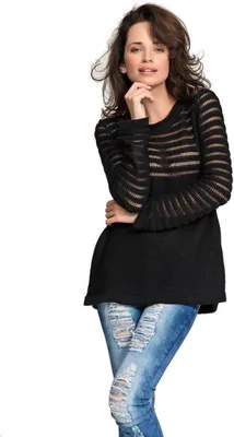 Immagine prodotto di Maglione da donna in maglia a collo tondo; nero S/M 36/38