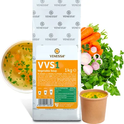 Produktbild von VENESSA VVS1 Gemüsesuppe 1kg Vending - Vegetarisch Instant Automatensuppe - Löslich & hohe Ergiebigkeit - Vegetable Soup Für Suppenautomat