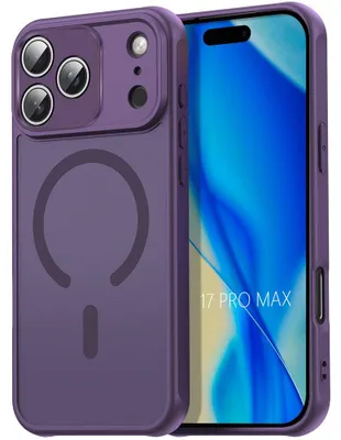 Image de Coque pour iPhone 17 Pro Max, Protection avec Anneau Magnétique et Vitre Caméra - Translucide Violet