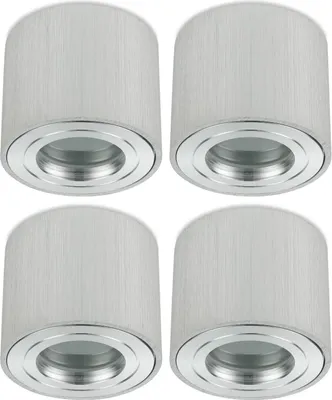 Produktbild von Sweet LED Aufbaustrahler Bad flach Alu Deckenleuchte rund IP44 Aufbauspot 4er