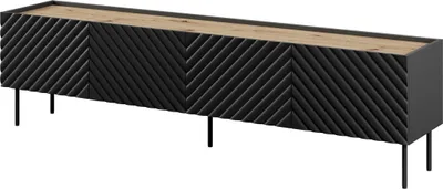 Produktbild von Fernsehschrank Onda 4D Tv-Lowboard 4 Türiger Unterschrank Mdf Schwarz Matt