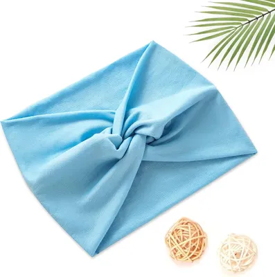 Image de Bandeau en coton doux uni en bleu clair clair