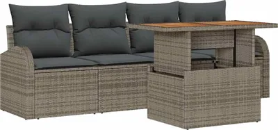 Obrázek produktu pro vidaXL Zahradní sedací souprava s úložným prostorem 5 ks Grey Poly Rattan