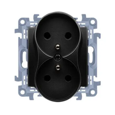 Obrázek produktu pro Dvojitá uzemněná zásuvka (modul) 16A, 250V, šroubové svorky černá matná Simon10 CGZ2M.01/49