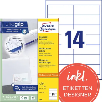 Immagine prodotto di AVERY Etichette universali Zweckform, 97 x 37 mm, bianco