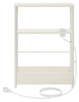 Produktbild von Schmaler Sofatisch mit 3 Ablagen und Zeitschriftenhalter | Cremeweiß | 45x18x58 cm