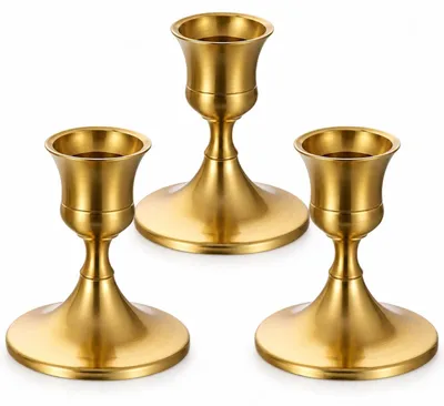3er-Set Kerzenhalter Gold Metall 7 cm für Stabkerzen