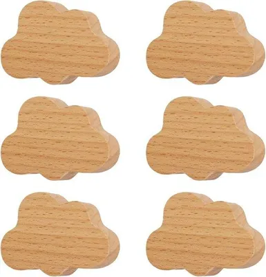 Produktbild von 6 Stück Holzknöpfe, Holzgriffe mit einem Loch, Holz Schubladenknöpfe mit Schrauben, für Schubladen