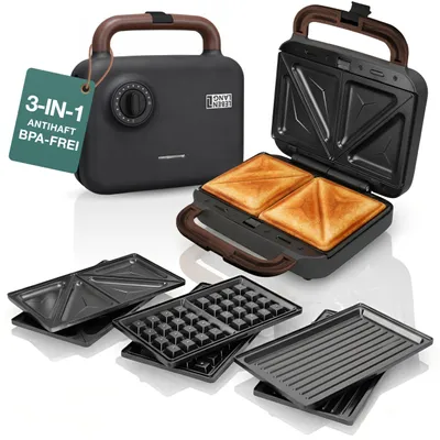 3-in-1 Tosti-Apparat 750 W mit 3 Platten – Grill, Sandwich & Waffel