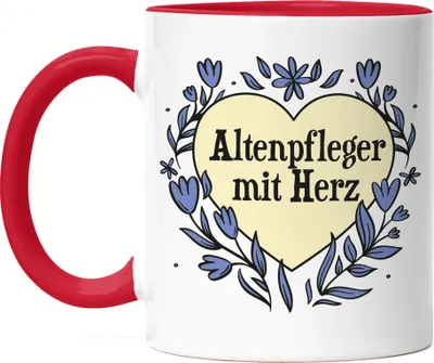Produktbild von Altenpfleger mit Herz Tasse Rot  Geschenkidee Zum Danke Sagen Bester Altenpfleger