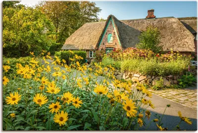 Produktbild von ARTland Leinwandbild Historischer Hof mit Bauerngarten Keitum Größe: 90x60 cm