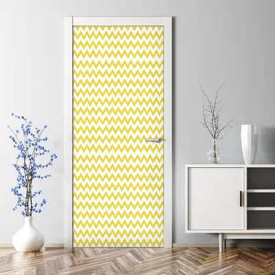 Produktbild von Dekorative Türaufkleber Aufkleber selbstklebend Abnehmbarerdeko Zickzack gelb weiß 77 x 200 cm