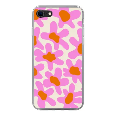 Produktbild von MuchoWow® Handyhülle Schutzhülle Hülle für iPhone 7 Blume - Rosa - Muster Silikon Softcase Handy Hülle - Kartenhalter - Geburtstag Teenager