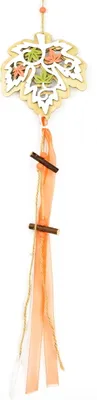 Produktbild von Hängende Dekoration Holzblatt, doppelseitig, 70 cm Gesamtlänge, Blatt 15 cm