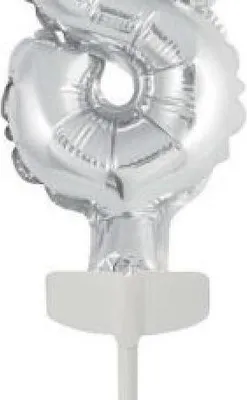 Obrázok produktu pre amscan fóliový balón s číslom "8" 18,5 x 9 cm strieborný