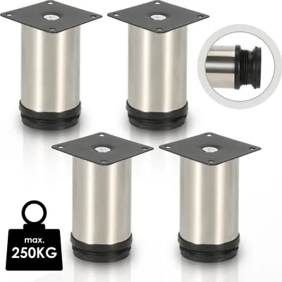 Immagine prodotto di TolleTour set di 4 gambe per mobili set di gambe per tavoli gambe per divani gambe per letti gambe per divani gambe per armadi gambe per mobili gambe in acciaio inox 120mm