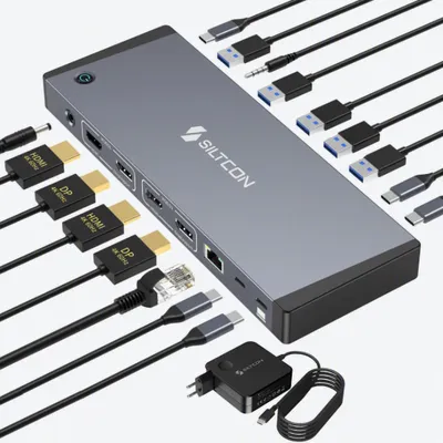 Produktbild von Siltcon® 6-in-1 USB-C Hub Dockingstation – HDMI 4K, 3x USB 3.0, 100 W PD