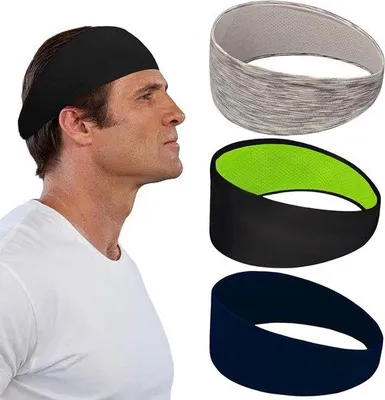 Obrázok produktu pre Antibakteriálne športové čelenky, sada 3 ks, elastické čelenky, protišmykové, na fitness, beh, posilňovňu