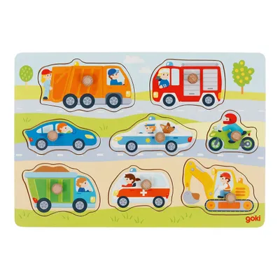 Immagine prodotto di goki 57400 Puzzle dei veicoli 30 x 21 x 2,4 cm, legno, 8 pezzi, colorato