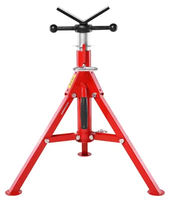 Zdjęcie produktu dla Stojak do rur VEVOR Stojak do rur ze stali węglowej z głowicą V Maks. Udźwig 1134 kg Stojak do rur Regulowana wysokość od 61 do 107 cm Składane nogi do transportu Idealny do maszyn do gwintowania Rowki rolkowe