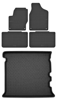 Image de Tapis en caoutchouc + bac de coffre pour Seat Alhambra I 1996-2010 (monospace, 5 places) – 5 pièces, noirs, sur mesure