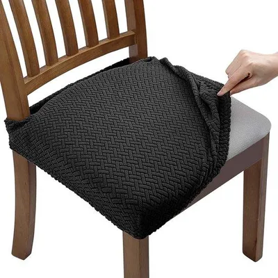 Produktbild von Famanu Stuhlhülle Jacquard Schwarz - Set von 6
