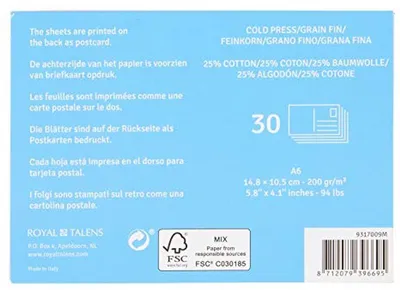 Aquarel Postkarten Papier Block A6 - 200g - 30 Blätter