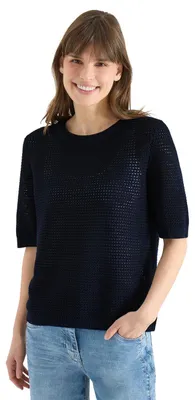 Immagine prodotto di Maglia a maniche corte Cecil, struttura a coste, colore blu universale, taglia L