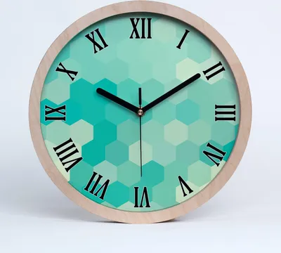 Produktbild von Holzuhr 25fi cm wanduhr - schwarze Spitzen - geometrischer Hintergrund