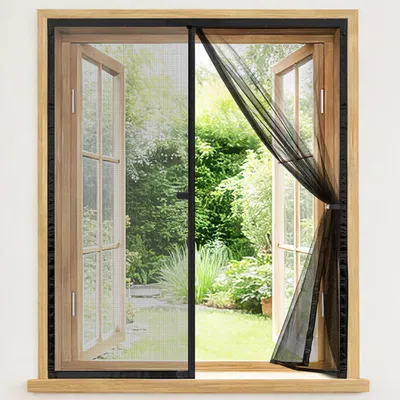 Obrázek produktu pro Magnetická síťka do oken, rozměry 120x140 cm, černá, vyrobená z vlákna skla, montáž bez vrtání