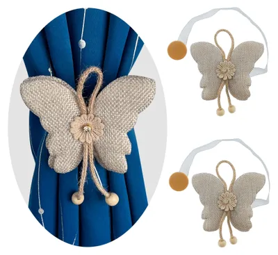 Produktbild von GIRASOLE HOME Raffhalter aus Stoff in Schmetterlingsform mit Magneten, 2 Stück,