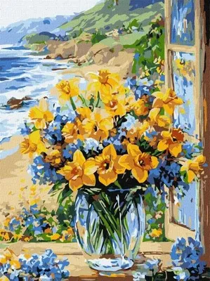 Produktbild von Malen nach Zahlen – Blumenküste, 30x40 cm – Ideyka