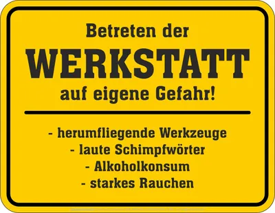 Productafbeelding van Werkplaats - hoogwaardig bedrukt metalen bord - afmetingen 22x17 cm