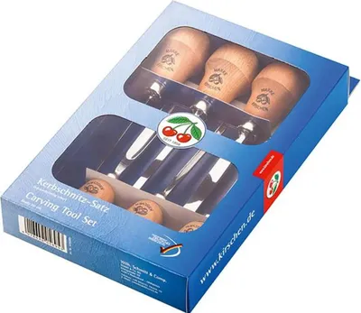Immagine prodotto di Kirschen Kerbschnitzbeitel-Satz 6-teilig Spezial-Werkzeugstahl Handgeschmiedet