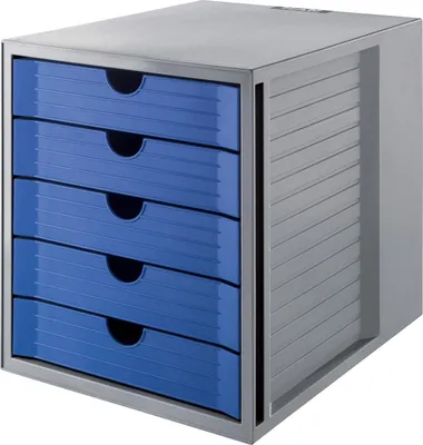 Image de HAN 1450-14 Boîte à tiroirs SYSTEMBOX - A4/C4, 5 tiroirs fermés, gris clair-bleu