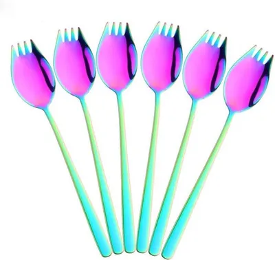 Edelstahl Buffetgabel Set von 6 Stück für Küche, Camping, Reisen und Picknicks