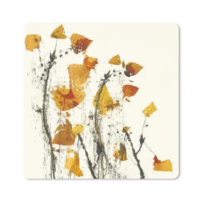 Produktbild von MuchoWow® Mauspad Mousepad Pflanzen - Gelb - Blumen - Abstrakt 20x20 cm - Mousepads - Maus Mat - Pad - Mausunterlage - Desk Mat - Bureauartikeln