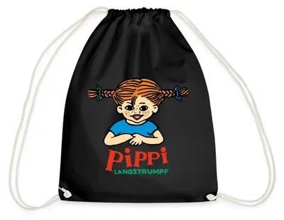 Produktbild von Spreadshirt Pippi Langstrumpf Logo Turnbeutel, One size, Schwarz