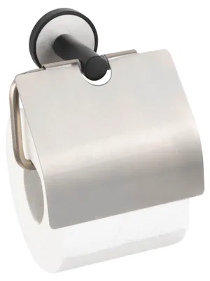 Image de WENKO UV-Loc® Support de papier toilette avec couvercle Udine, fixation sans perçage avec système de collage innovant, argent mat, acier inoxydable