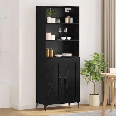 Zdjęcie produktu dla VidaXL Wysoka szafka, 2 sztuki, kolor czarny, imitacja dębu, wymiary: 69,5 x 34 x 180 cm