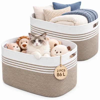 Aufbewahrungskorb aus Baumwollseil, faltbar, 2er-Set, 37x25x22,5 cm
