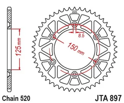 Obrázok produktu pre JT SPROCKETS Racelite hliníkové čierne koleso 897 - 520