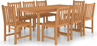 Imagen del producto de vidaXL Juego de mesa y sillas de jardín de 9 piezas, 180 x 90 cm, madera maciza de teca