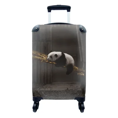 Produktbild von MuchoWow® Koffer Handgepäck Trolley Rollkoffer Kleine Reisekoffer mit 4 Rollen - Panda - Gold - Schwarz - Cabin Size < 55x40x23 cm & 55x40x20 cm - Fotokoffer - Kabinenkoffer - Boardgepäck - Reise-Box - Reisekoffer - Reisegepäck - Koffer mit Bild - Trolley für Kinder