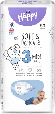Obrázek produktu pro BELLA HAPPY Baby Pleny jednorázové Midi 5-9 kg 50 ks